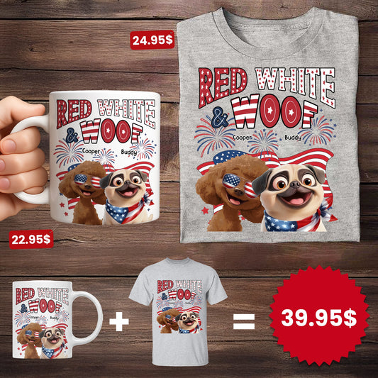 Red White Woof - Custom Independence Day Gift Set For Pet Parents
